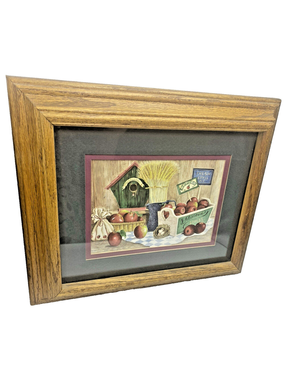 Home Interior By Gamboa, Apples Birdhouse, Nest, Wheat, Baskets 13x11” VTG